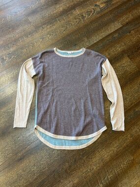 Smartwool Heathered Purple Crewneck with Cream Trim